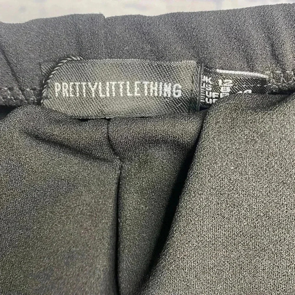 Pretty Little Thing Black Front Split Straight Leg Pants - Picture 6 of 7